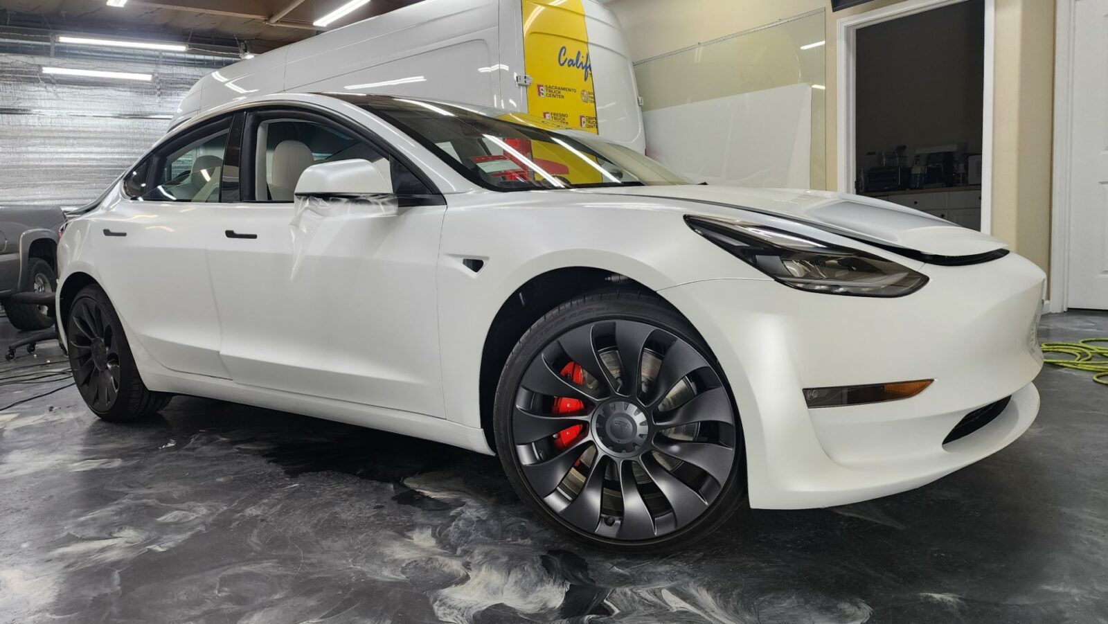 Paint Protection Film – 2023 White Tesla Model 3 Matte